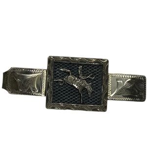 PLAFINA STERLING SILVER VINTAGE TIE BAR /CLIP WITH BRONCO